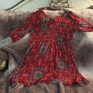Red Bisou Bisou Print Tunic XL